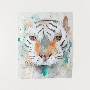 Tenture Tigre Wild Animal Nature Aquarelle Art Peinture