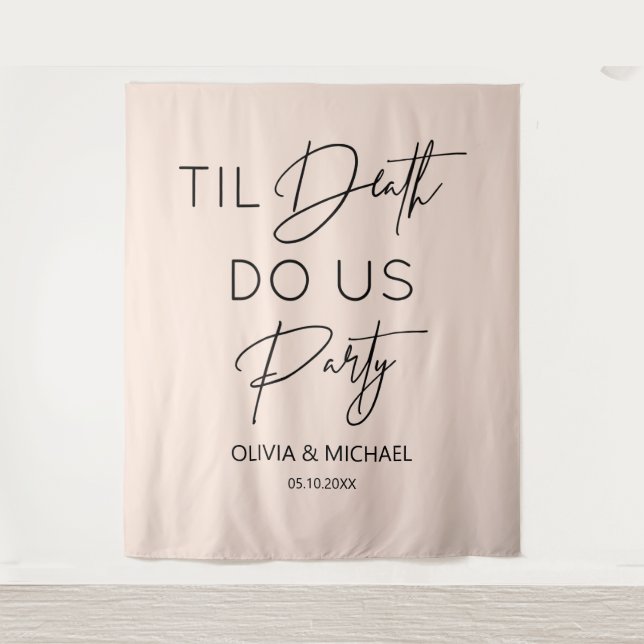 Tenture Til death do us party wedding blush backdrop (Devant)