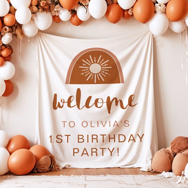 Tenture TINLEY Boho Terracotta Arc-en-Ciel Bienvenue Anniv (Créateur téléchargé)