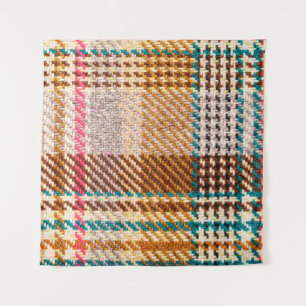 Tenture Tissu à damiers Brown avec fils colorés. Scott