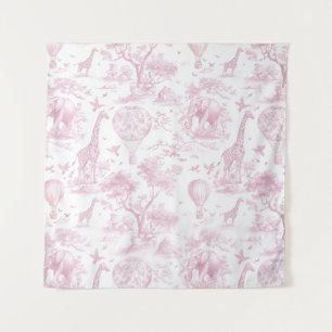 Tenture Tissu Toile Safari Rose