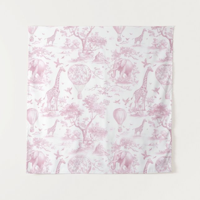 Tenture Tissu Toile Safari Rose (Devant (Horizontal))