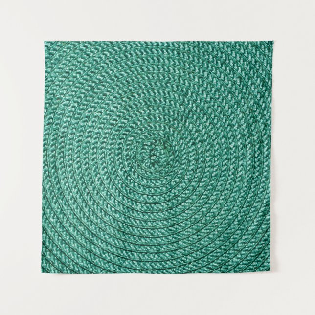 Tenture Tissu vert tressé artificiel. (Devant)