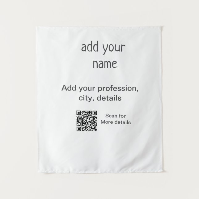 Tenture Titre QR simple minimal ajoutez votre texte nom (Devant)