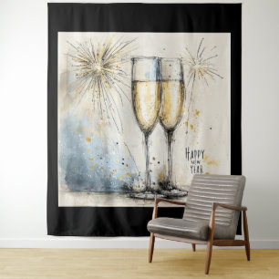 Tenture Toast au Champagne Bonne Année