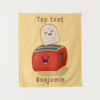 Toast kawaii mignon et cartoon de grille-pain roug