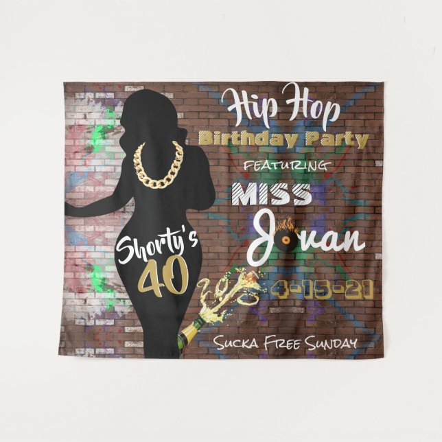 Tenture Toile de fond d'anniversaire Hip Hop 90's pour les (Devant (Horizontal))
