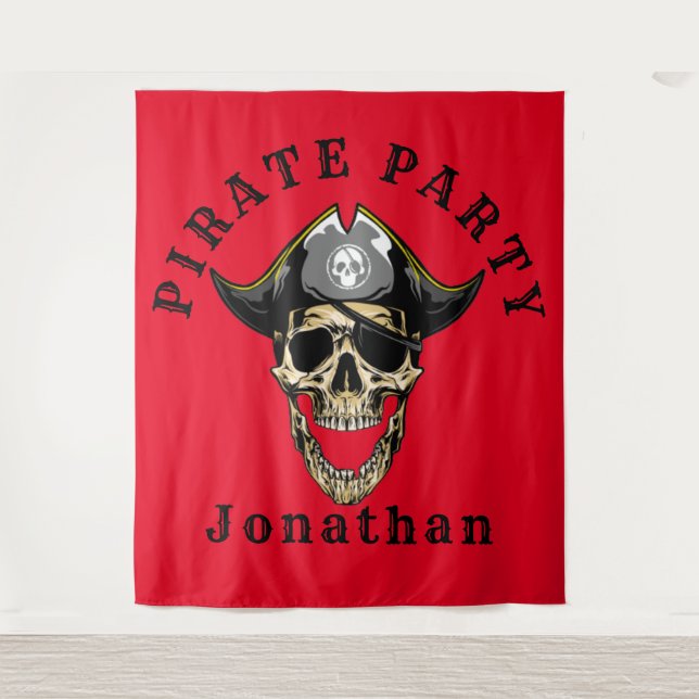 Tenture Toile de fond d'anniversaire sur le thème des pira (Devant)