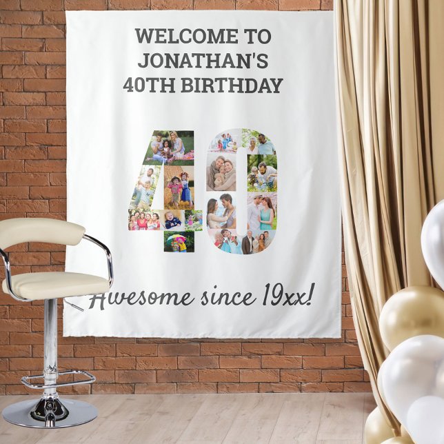 Tenture Toile de fond de collage photo pour fête d'anniver (Créateur téléchargé)