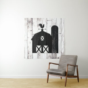 Tenture Toile de fond de fête de grange noire en bois rust