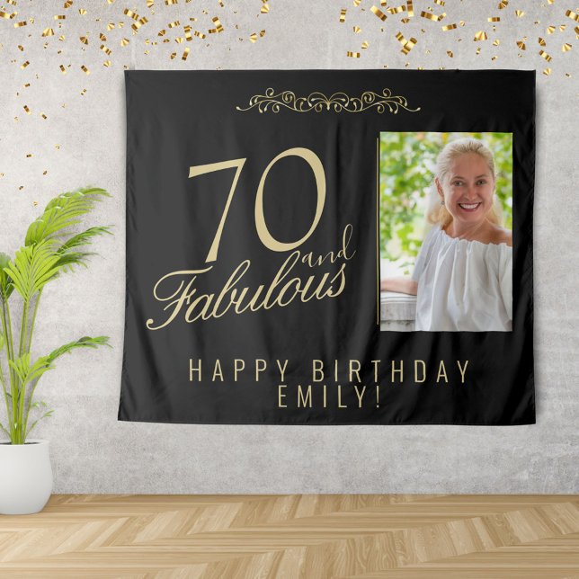 Tenture Toile de fond de photo d'anniversaire 70 et fabule (Créateur téléchargé)