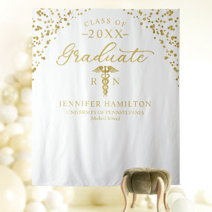 Tenture Toile de fond de remise de diplômes en or blanc de