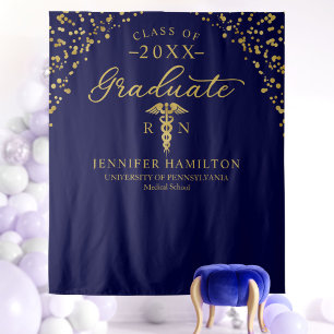 Tenture Toile de fond de remise des diplômes Bleu Or de la