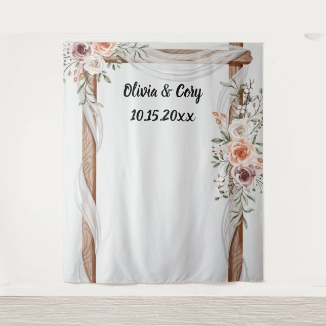 Tenture toile de fond mariage- arc- cabine photo (Devant)