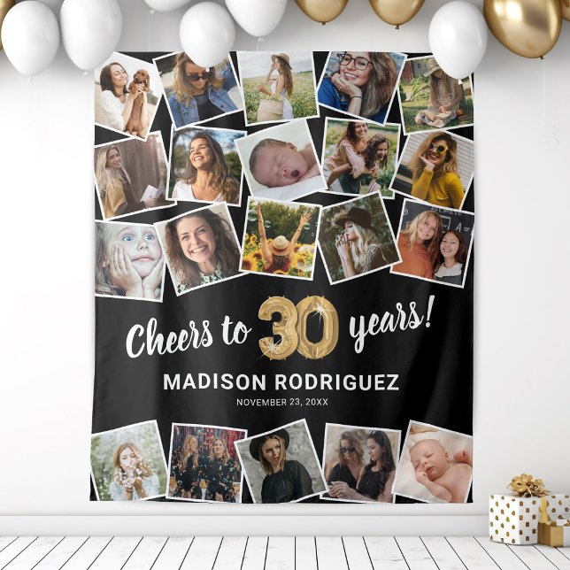 Tenture Toile de fond multi-photos pour 30e anniversaire (Créateur téléchargé)