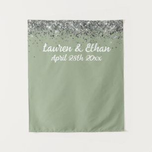 Tenture Toile de fond personnalisée Vert Sauge Argent Phot