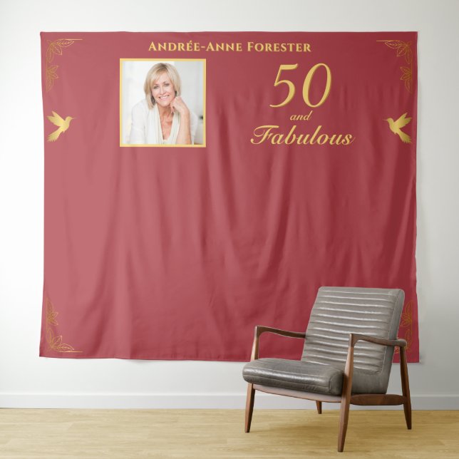 Tenture Toile de fond photo anniversaire fabuleuse Red Gol (En situation (horizontale))
