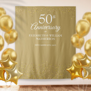 Tenture Toile de fond photo dorée pour 50e anniversaire de