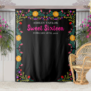 Tenture Toile de fond pour photomaton Sweet Sixteen Fleurs
