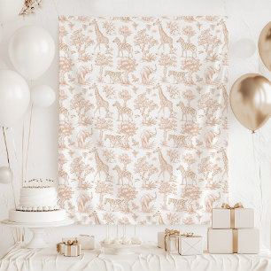 Tenture Toile de Jouy Safari animaux Boho baby shower