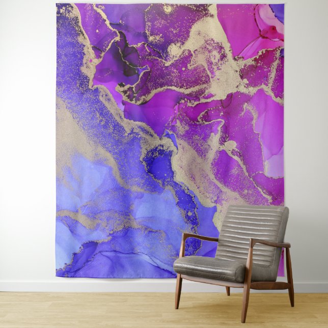 Tenture Ton abstrait de bijou rose violet (En situation)