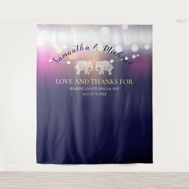 Tenture TONS D'AMOUR/Lumières de nuit d'éléphant Mariage p (Devant)