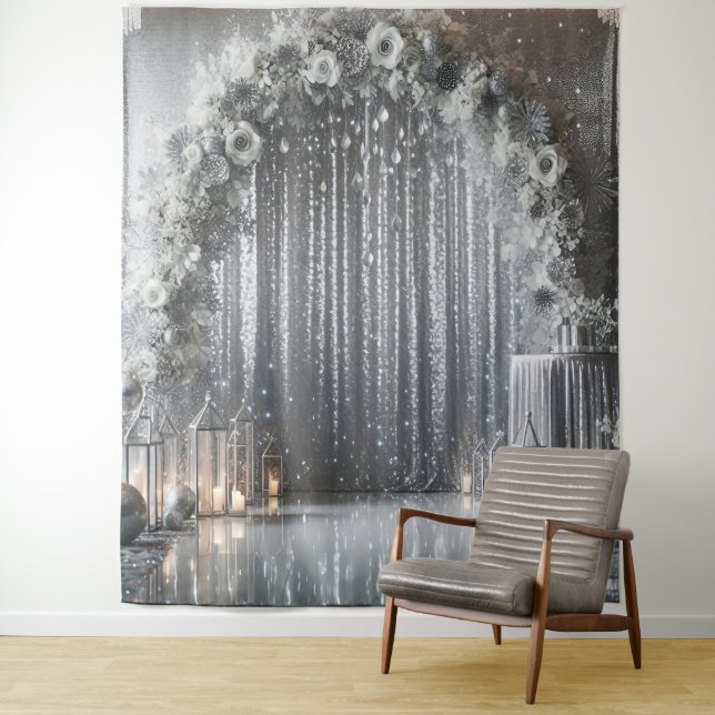 Tenture Tons gris joli Arche florale (En situation)