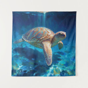 Tenture Tortue de mer dans les eaux bleues scintillantes