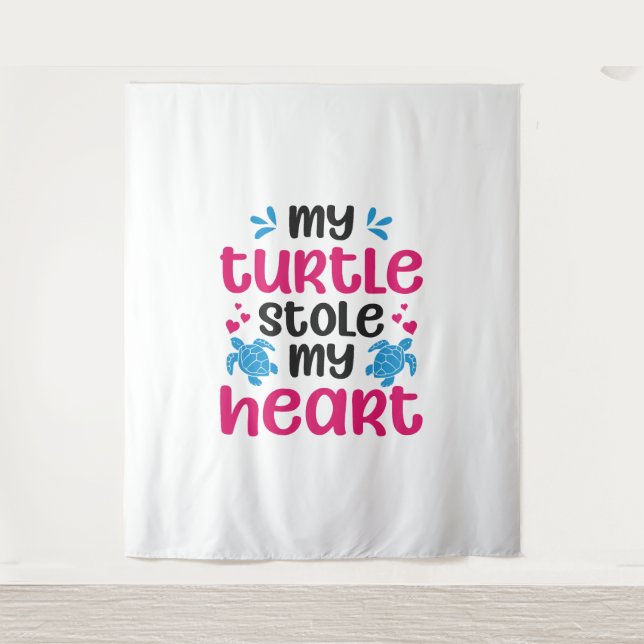 Tenture Tortue de mer Valentines Jour (Devant)