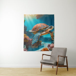 Tenture Tortue marine Serene 3D en Océan -Tranquille Lif M