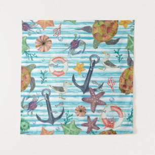 Tenture Tortues nautiques Seagul Starfish Motif