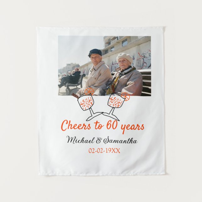 Tenture Tostes orange pour les 60 ans de mariage  (Devant)