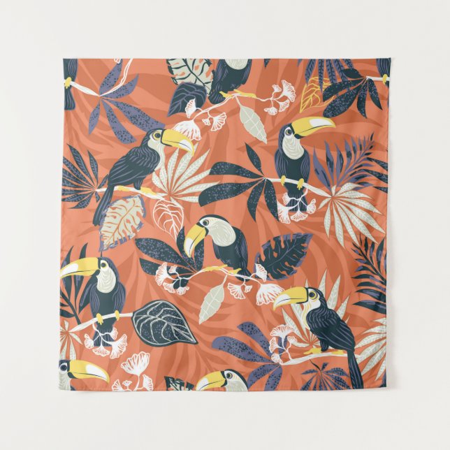 Tenture toucan and jungle seamless pattern (Devant)