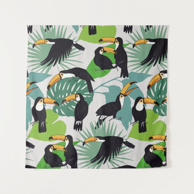 Tenture Toucan Bird : Palm Feuille Motif (Devant)