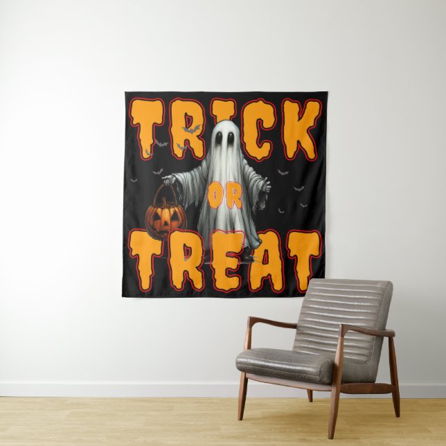 Tenture tour ou friandise halloween épouvantable fantôme c (En situation)