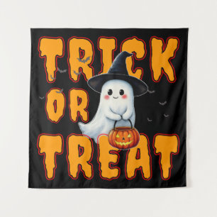 Tenture tour ou friandise halloween mignon fantôme citroui