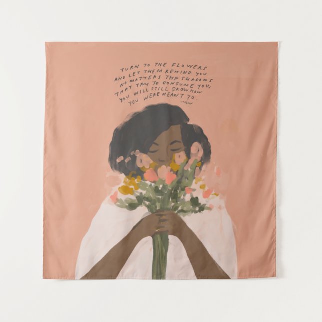 Tenture Tourner vers les fleurs inspiration citation art n (Devant)