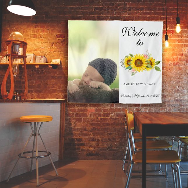 Tenture Tournesol Aquarelle rose Floral photo bébé (Créateur téléchargé)