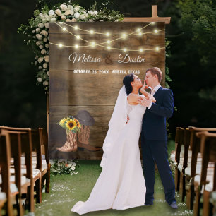 Tenture Tournesol cowboy rustique Mariage de l'Ouest Conte