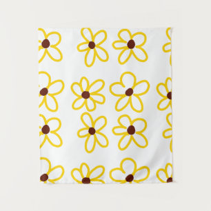 Tenture Tournesol marron jaune motif floral moderne boho