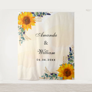 Tenture Tournesols de mariage eucalyptus verdure noms