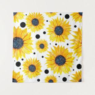 Tenture Tournesols jaunes sur fond blanc motif