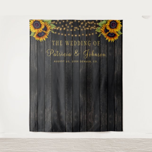 Tenture Tournesols rustiques mariage photo fond (Devant)