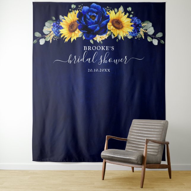 Tenture Tournure Royale Bleue Rustique Tournesol Moderne B (En situation)