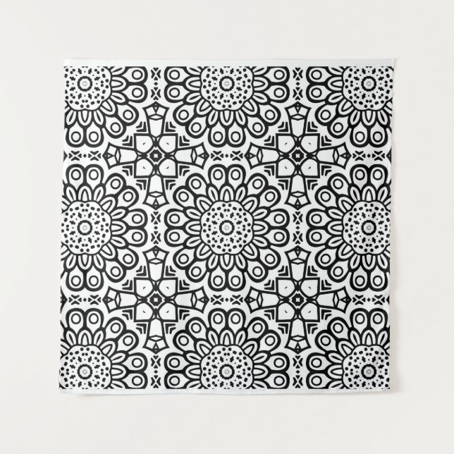 Tenture Traditional sunflower batik pattern ornamentscroll (Devant)