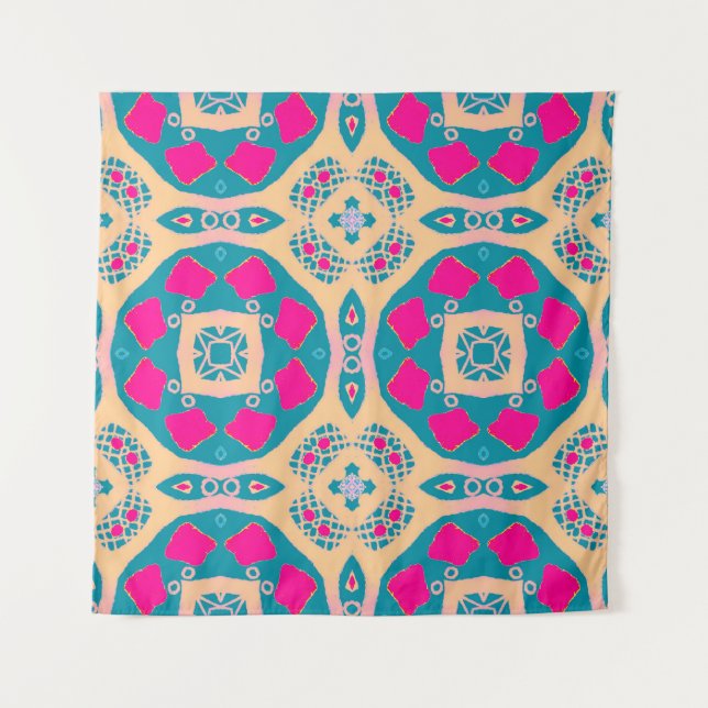 Tenture Traditionnel, patchwork péruvien, motif de tuiles (Devant)