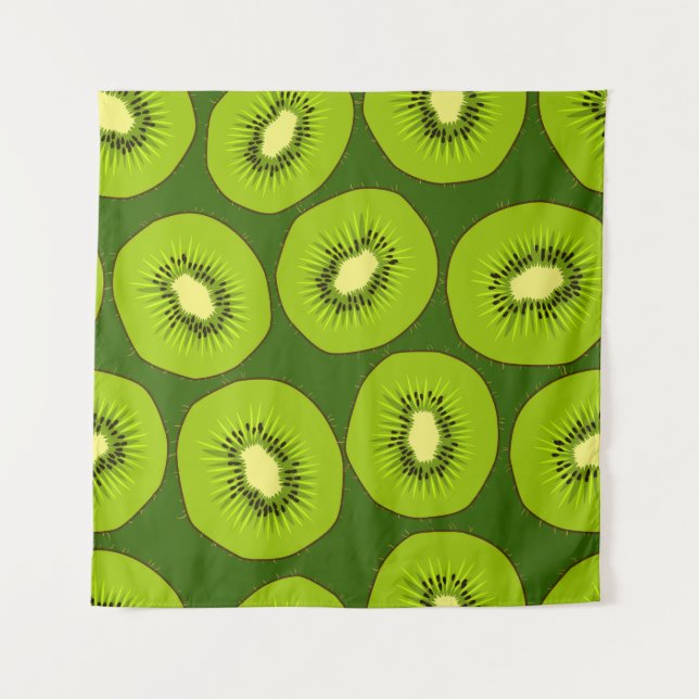 Tenture Tranches de fruits Kiwi : vert foncé. (Devant)