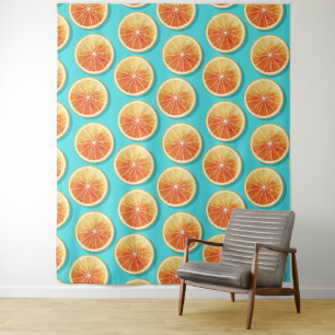 Tenture Tranches orange sur bleu
