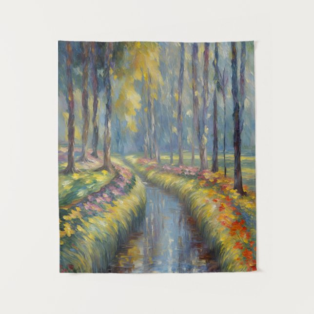 Tenture Tranquil River Path Impressionniste Paysage Art (Devant)