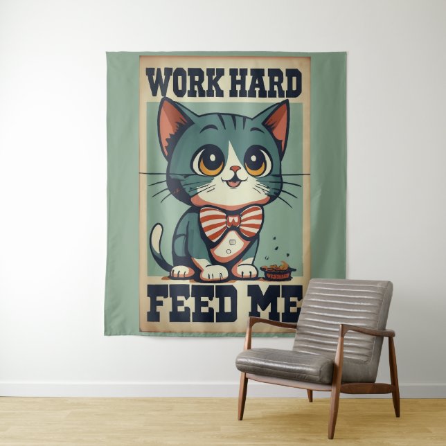 Tenture Travailler vieux chat Vintage (En situation)